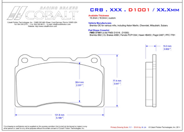Cobalt Corvette C7 Z07 (Z07 Carbon Ceramic Brakes w- Iron Disc) Brake Pads (Rear)